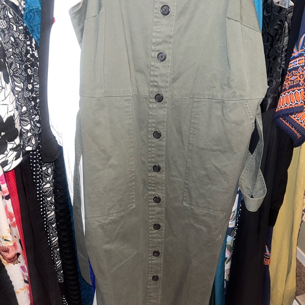 Universal Thread Sage Green Button-Front Dress